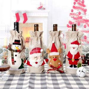 Funda Ecológica Personalizada para Botella de Vino Navideña con Cordón, Decoraciones de Muñeco de Nieve y Copos de Nieve para Bodas, Fiestas, Regalo Navideño - Product Image 4