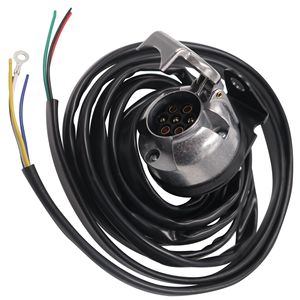 Prise de remorque en alliage d'aluminium à 7 broches de style européen, câble de connexion de feux arrière de 2 mètres, adaptateur de prise pour camping-car - Product Image 1