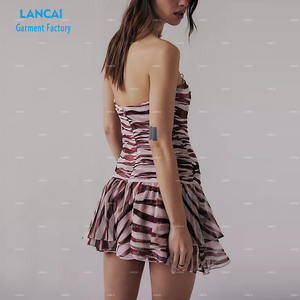 Fabricación personalizada verano Sexy mujer Min vestido sin mangas de alta calidad a rayas tela ropa al por mayor - Product Image 3