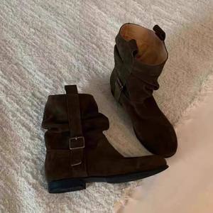 Bottes plates style coréen froncées à bout rond pour femme, confortables et tendance, modèle 2026 - Product Image 2