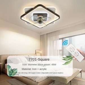 Nouveau luxe 3 couleurs modifiables LED plafonnier en verre AC/DC moteur cacher ventilateur avec 5 lames pour salon salle à manger éclairage intérieur - Product Image 4