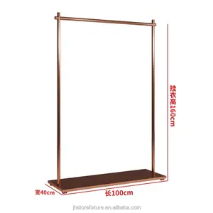 Best-seller loja de roupas prateleiras prateleira display bag rose gold coat display rack floor stand para boutique tamanho personalizado