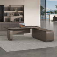 Bureau de direction de luxe au design italien, table de PDG moderne et minimaliste, bureau de patron en bois pour salle de direction haut de gamme
