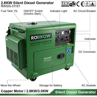 Générateur diesel portable silencieux de 2,8 kW, 4 temps, faible bruit, insonorisé, pour la maison et le camping en extérieur
