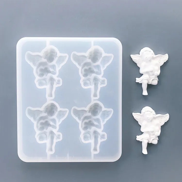 D238 Angel silicone molds, 3D Silicone statue molds angels for garden decoration