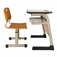 Ensemble bureau et chaise d'écolier moderne personnalisé, réglable, pour une seule personne, avec panier à livres et structure métallique