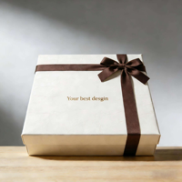 Boîte en papier recyclable haut de gamme personnalisée certifiée écologique avec structure fraise-chocolat, gaufrage, pelliculage mat et éponge
