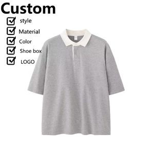 เสื้อโปโลโอเวอร์ไซส์ผ้าฝ้าย100% ทรงหลวมเสื้อโปโลพิมพ์ลาย DTG กำหนดได้เอง - Product Image 3