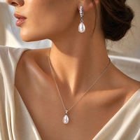 Collier et boucles d'oreilles en acier inoxydable avec zircon en forme de goutte d'eau, bijoux pierres de naissance des douze mois, boucles d'oreilles et collier pierres de naissance