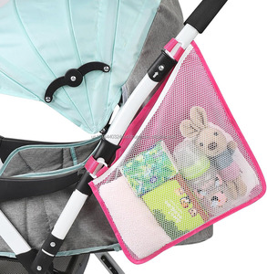 Organizador de malla para cochecito con correa lateral, bolsa colgante de almacenamiento ajustable para manillar, accesorios para cochecito - Product Image 3