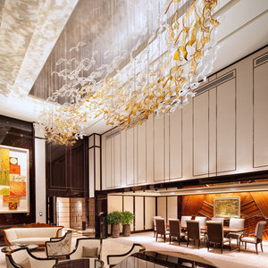 Lámpara de Techo Colgante Decorativa de Cristal Artístico de Lujo Personalizada para Edificios de Hoteles con Control Remoto - Product Image 3