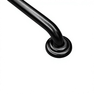 Barre d'appui courbée noire brossée, murale, en acier, pour salle de bain, poignée de sécurité au design moderne, antidérapante, finition durable - Product Image 1