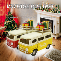 Kerajinan Logam Antik Berkualitas Tinggi Buatan Tangan Model Bus Vintage Cetakan Bunga Dekorasi Liburan Natal