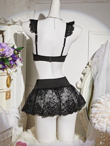 Set di Lingerie Sexy Costume da coniglietta nera uniforme erotica 3 pezzi biancheria intima donna vestito seducente - Product Image 3