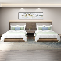 Juego de Muebles Minimalistas Modernos para Dormitorio de Hotel/Apartamento, Cama de Panel de Madera Sólida, Precio al por Mayor, Ecológico, en Oferta