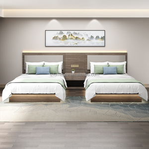 Ensembles de meubles de chambre d'hôtel et d'appartement en bois massif, lit à panneaux, prix de gros, ensemble de mobilier de chambre moderne et minimaliste en promotion - Product Image 2