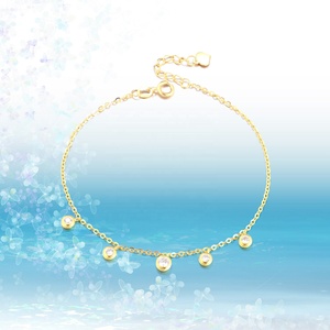 Haute qualité AU750 bijoux en or 18 carats 7 + 2 pouces chaîne ronde Zircon bracelet à breloques pour femmes - Product Image 6