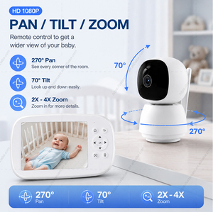 Moniteur Bébé WiFi BM1 3MP avec Écran TFT 5 Pouces, Zoom 4X, Prise en Charge de 2 Caméras Bébé, Partage Multi-Appareils, Détection des Pleurs, Berceuses, Température - Product Image 4