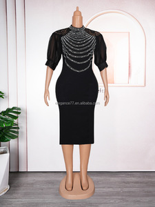 G.O.L.D Jupe longue européenne américaine à la mode pour les femmes de grande taille Diamant Nail Bead <span class=keywords><strong>OL</strong></span> Commuting Dress Hot Stamping Stylish - Product Image 3