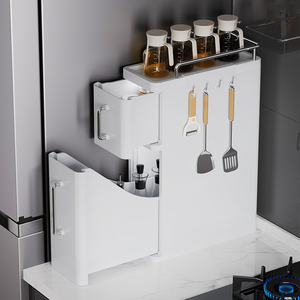 Organisateur d'épices de cuisine en plastique avec tiroir et crochets pour le rangement des bouteilles d'huile, <span class=keywords><strong>armoire</strong></span> - Product Image 5