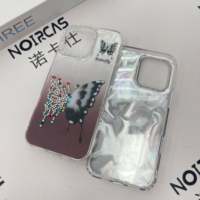 Motif Papillon IMD Strass Orné De Cas De Téléphone Élégant Fille Pour IPhone 15 Pro Max Plus