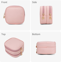 Petite trousse de maquillage personnalisée à double fermeture éclair, sac de voyage mignon pour cosmétiques, organiseur de toilette portable pour sac à main, usine OEM ODM