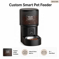 Pengumpan Makanan Hewan Peliharaan Otomatis WiFi dengan LOGO Kustom, Kamera HD 1080P dan Audio 2 Arah, Dispenser Makanan Pintar untuk Kucing dan Anjing, Bahan Stainless Steel