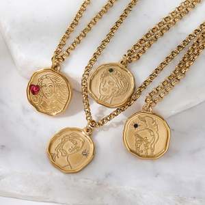 廉价批发高端不锈钢希腊女神氧化锆吊坠项链18k镀金饰品 - Product Image 4