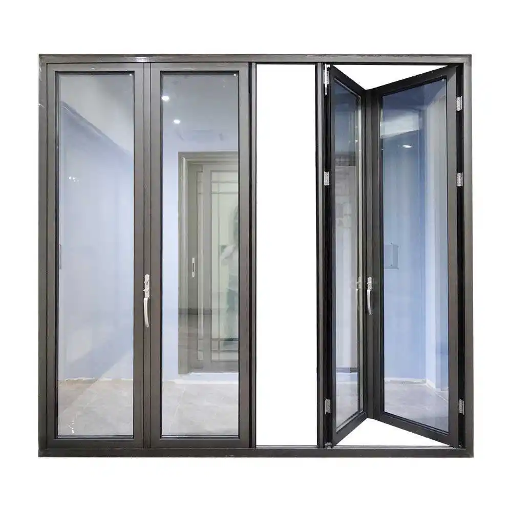 Hotian Groothandel Aluminium Glas Bi-Fold Deur Vouwen Aluminium Glas Raam En Deur