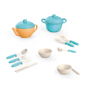 Juego de Tazas y Platos de Paja de Trigo Ecológicos para Niños, Juego de Imitación de Vajilla y Cubiertos, 16 Piezas - Product Image 3