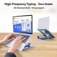 Dudukan Laptop OEM 360 Derajat Putar dari Aluminium Alloy, Dudukan Laptop yang Dapat Disesuaikan dengan Kipas Pendingin, Dudukan Tablet PC untuk Ruang Rapat Kantor