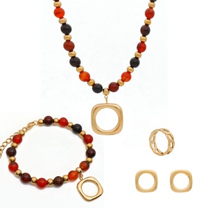 Collar de acero inoxidable chapado en oro de 18k para mujer, conjunto <span class=keywords><strong>africano</strong></span> de cuentas, joyería, venta al por mayor - Product Image 1