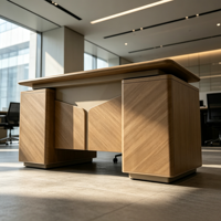 Bureau de direction moderne de luxe, grand bureau en bois pour dirigeant, bureau de gestionnaire pour mobilier de bureau administratif, design de salle de PDG