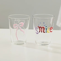 Vente en gros de tasses à café en verre personnalisées avec décoration unique en nœud rose, tasses à lait pour la maison, cuillère européenne, plateau, cadeau d'affaires