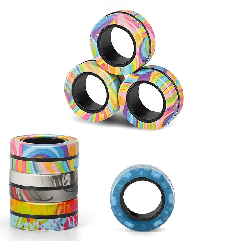 Amazon Fidget Magnets Spinner Rings Stress Relief Sensory Toy Camouflage Color 3 PCS Magnetic Fidget Ring