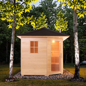 Sauna Finlandese da Esterno in Legno Massello di Hemlock con Riscaldamento a Infrarossi, Design Moderno per Parco, 4 Persone, Computerizzata - Product Image 3