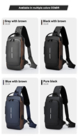 Tas Dada Anti Maling Oxford Tahan Air Tas Selempang Pengisi Daya USB Tas Bahu Perjalanan Bisnis Desain Ritsleting