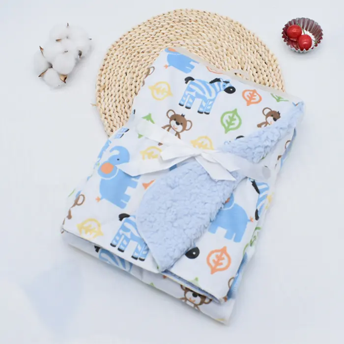Newborn Soft Bedding Quilts Thicken 2 Layers Coral Fleece Infant Swaddle Stroller Cover Baby Blanket