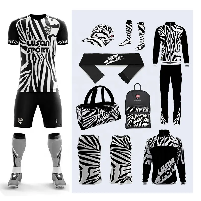 Luson, la mejor calidad, nuevo diseño, kits de fútbol, ropa deportiva de malla transpirable para hombres, camiseta de fútbol con logotipo de equipo