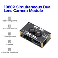 Module de caméra binoculaire à double objectif HD 1080P 30fps à mise au point fixe, sans distorsion, UVC OV2710 USB 2.0, Plug and Play, pour la reconnaissance faciale