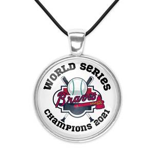 Kustomisasi grosir kalung liontin Braves seri dunia juara 2021 kipas perhiasan perak kalung baja tahan karat - Product Image 5