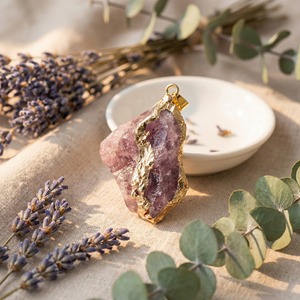 थोक प्राकृतिक कच्चे क्रिस्टल पेंडर सोने की प्लेटेड एज उपचार पत्थर के लिए चार्म्स अमेथिस्ट गुलाब क्वार्ट्ज - Product Image 5