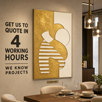 Art mural 3D multicouche abstrait avec silhouette rayée en étreinte, cadre doré, art de luxe pour hôtels, galeries, couloirs, personnalisable en gros