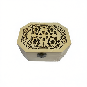 Set di Tre Scatole in Legno Ottagonali con Design Floreale Tagliato al Laser, Scatola Decorativa per Conservazione - Product Image 2