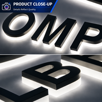 Letras Luminosas con Fondo de Cristal de Acero Inoxidable, Letrero Decorativo para Exteriores con Imagen Personalizada, Letrero de Pared para Empresa con Tira de Luz LED