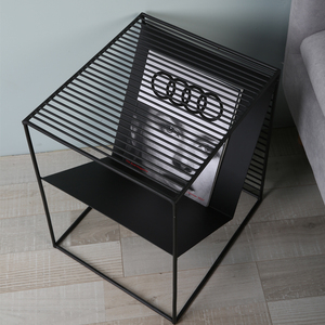 Quảng Trường Wrought Sắt Đen Kim Loại Dây Vuông Nhỏ Cà Phê Bên Bảng Để Lưu Trữ Tạp Chí - Product Image 2