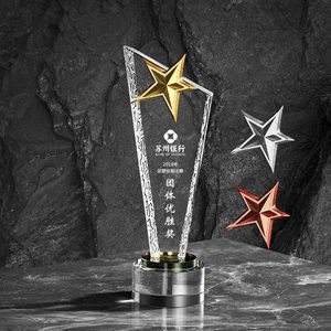 Trofeo de Cristal con Estrella de Cinco Puntas en Oro, Plata y Bronce con Logotipo Personalizado HBL para Eventos Deportivos y Regalos de Bienvenida - Product Image 5