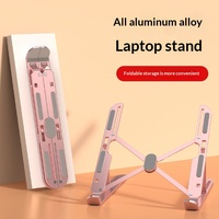Support pour ordinateur portable en métal transfrontalier, portable, réglable sur dix niveaux, pliable, en alliage d'aluminium, support de refroidissement surélevé
