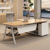 Bureau de direction en métal en forme de L Qianjie LBZ-118X avec sous-meuble, design moderne et minimaliste, usage commercial pour bureau