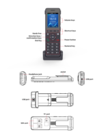 Teléfono SIP 4G LTE con Doble SIM, 3 Líneas, WiFi 2.4G, Inalámbrico, Pantalla de 2.4 Pulgadas, G.711A para Oficina/Hogar/Escuela/Hoteles, VoIP